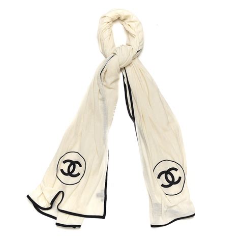 chanel scarf black and white